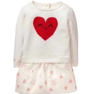 Gymboree White and Red Heart Dress